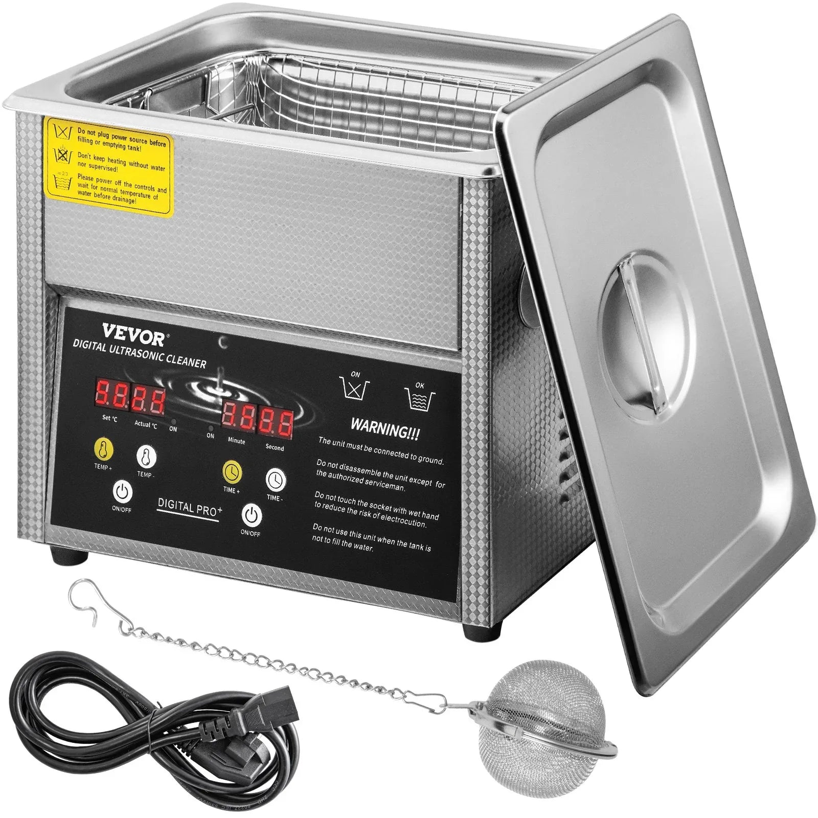 VEVOR Digital Ultrasonic Cleaner 3L Ultrasonic Cleaning Machine 220V 50kHz Sonic Cleaner Machine 304 Stainless Steel Ultrasonic Cleaner Machine with Heater and Timer for Cleaning Jewelry Glasses Watch - Mekamart Australia