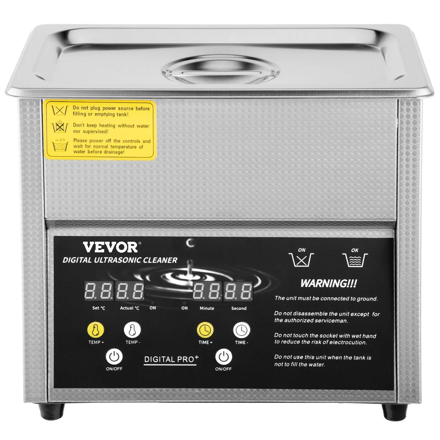 VEVOR Digital Ultrasonic Cleaner 3L Ultrasonic Cleaning Machine 220V 50kHz Sonic Cleaner Machine 304 Stainless Steel Ultrasonic Cleaner Machine with Heater and Timer for Cleaning Jewelry Glasses Watch - Mekamart Australia