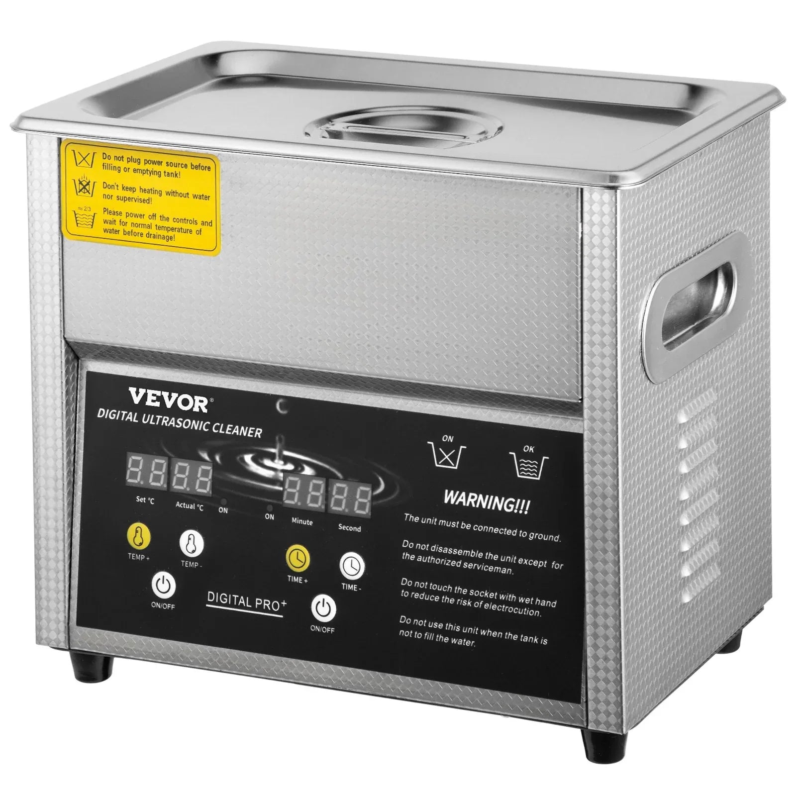 VEVOR Digital Ultrasonic Cleaner 3L Ultrasonic Cleaning Machine 220V 50kHz Sonic Cleaner Machine 304 Stainless Steel Ultrasonic Cleaner Machine with Heater and Timer for Cleaning Jewelry Glasses Watch - Mekamart Australia