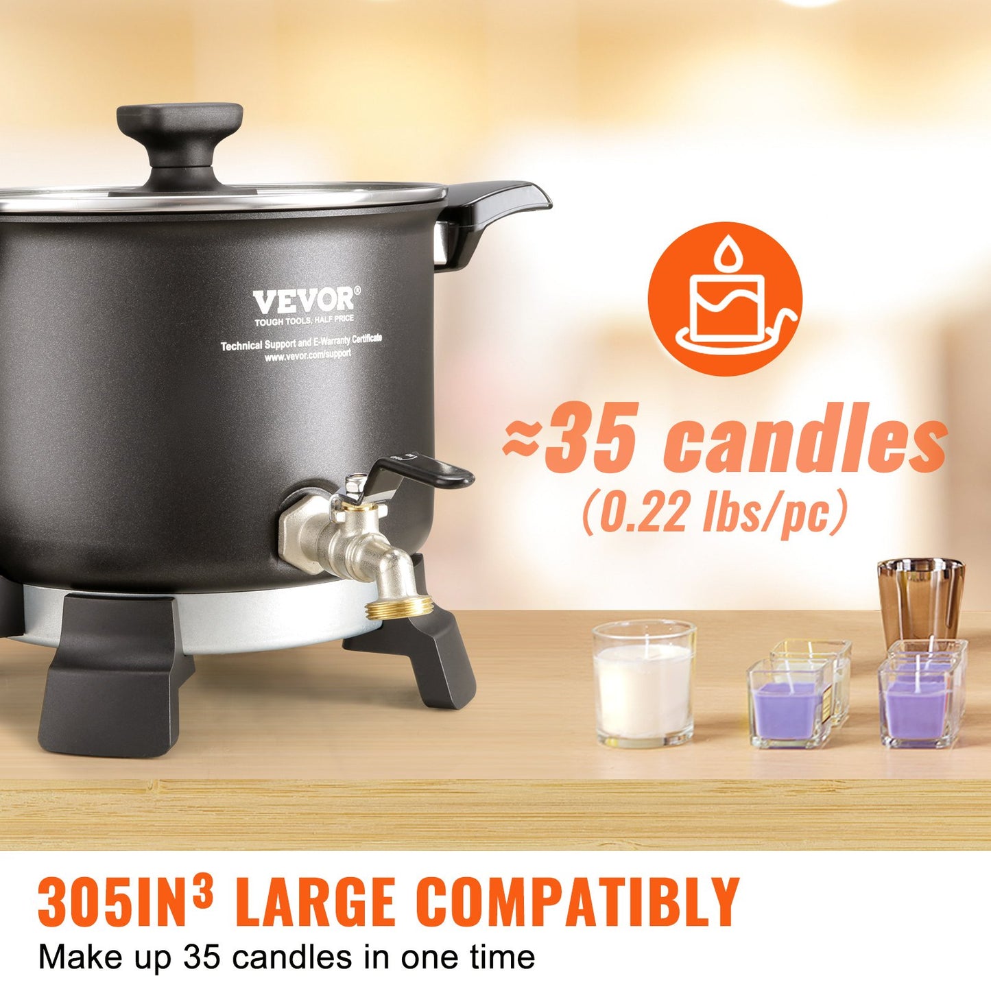 Wax Melter for Candle Making, 5 Liter Large Electric Wax Melting Pot Easy Pour Spout, 4-level Temperature Control, Easy Clean for Candle Soap Cream Beauty Bulk Production Business or Home