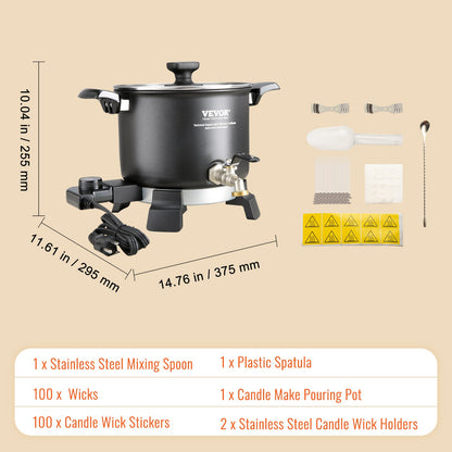 Wax Melter for Candle Making, 5 Liter Large Electric Wax Melting Pot Easy Pour Spout, 4-level Temperature Control, Easy Clean for Candle Soap Cream Beauty Bulk Production Business or Home