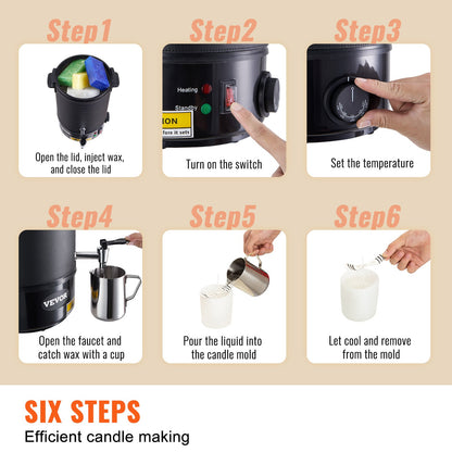 Wax Melter for Candle Making 6.5Liter Electric Pot Commercial or Home Use