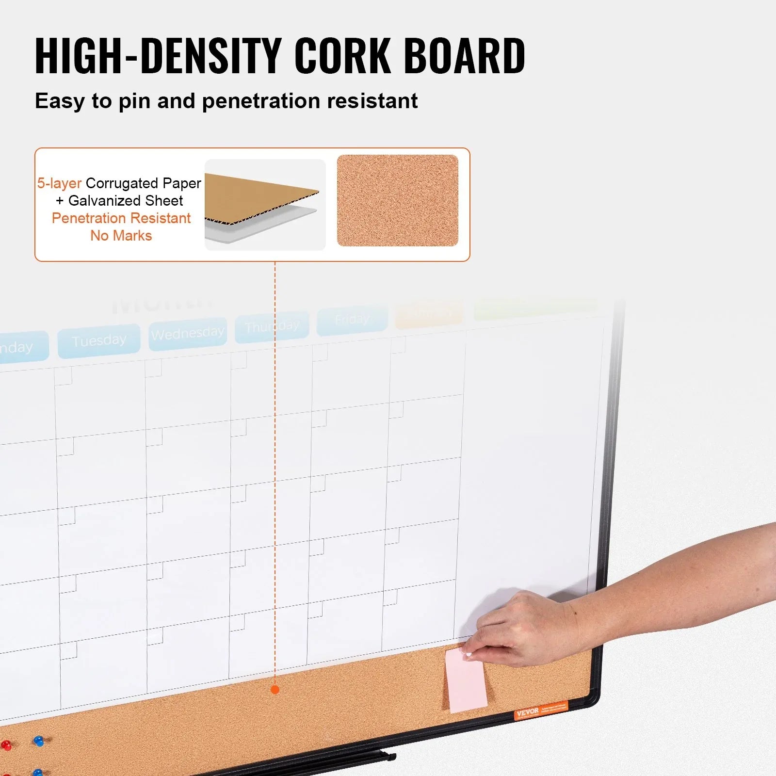 VEVOR 36"x 24" Monthly Calendar Whiteboard & Cork Board Combo with Aluminum Frame – 2-in-1 Magnetic Dry Erase Bulletin Board for Wall Mount – Ideal for School, Home, Office - Mekamart Australia