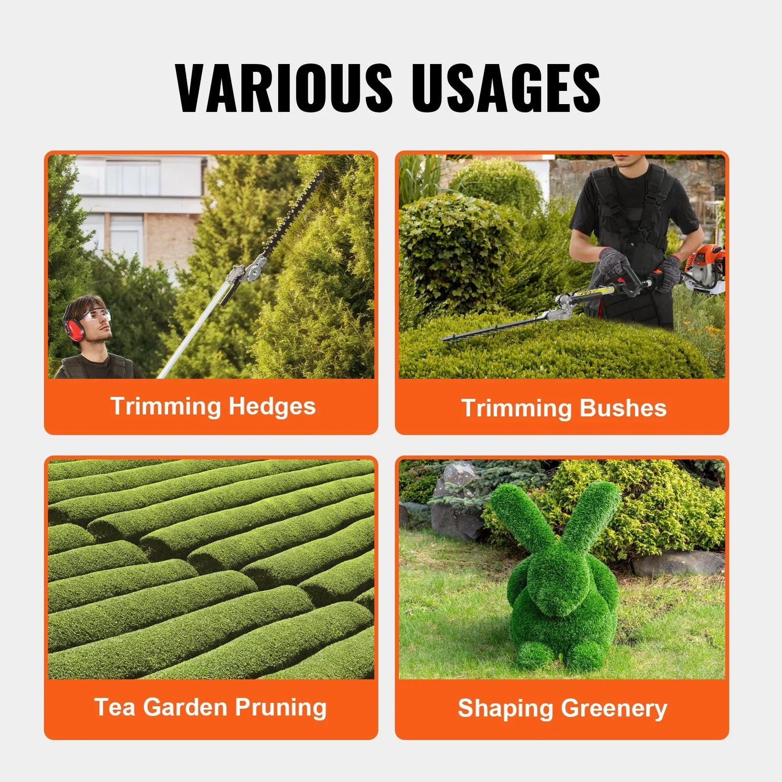 VEVOR 15.7-inch 26CC 2 Cycle Gas Hedge Trimmer, Gas Powered Pole Hedge Trimmer with Dual Sided Dual Action Blade, Adjustable Trimmer Head, Suitable for Trimming Shrubs, Bushes - Mekamart Australia