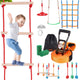 VEVOR Ninja Warrior Obstacle Course for Kids, 15.24 m Weatherproof Slacklines, 500lbs Weight Capacity Monkey Line, Outdoor Playset Equipment, Backyard Toys Training Equipment Set with 10 Obstacles - Mekamart Australia