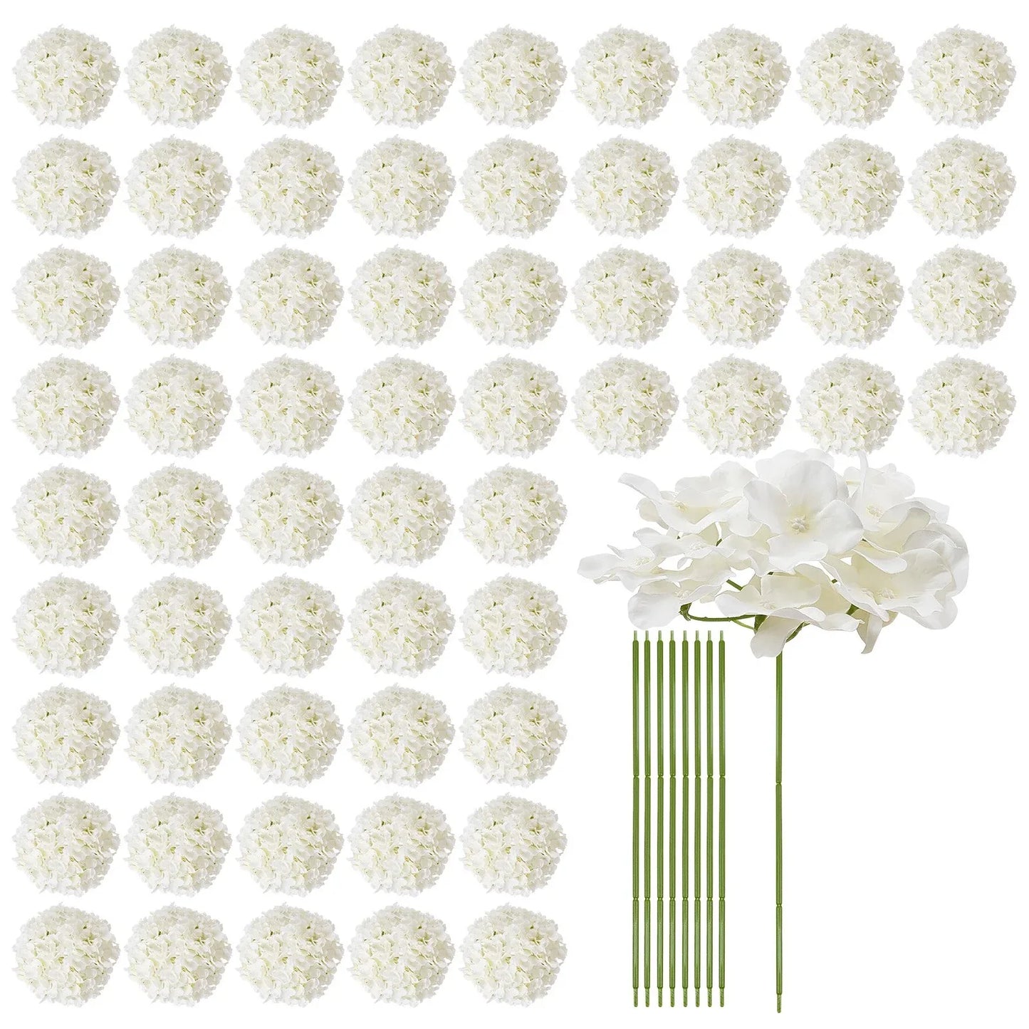 VEVOR Artificial Flowers, 105 pcs Real Looking White Silk Fake Hydrangea Bulk, White Faux Bridal Shower with Stems for DIY Wedding Bouquets, Home Centerpieces Arrangements, Party Tables Decorations - Mekamart Australia
