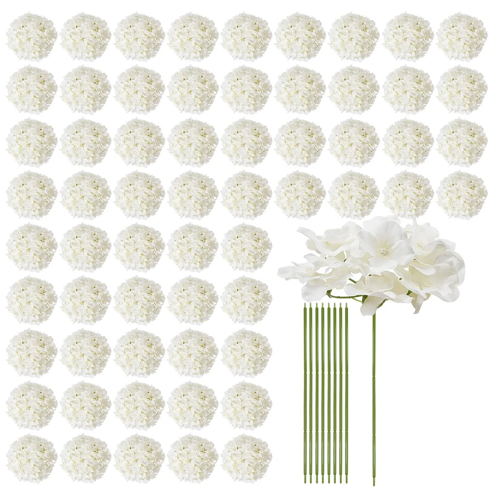 VEVOR Artificial Flowers, 105 pcs Real Looking White Silk Fake Hydrangea Bulk, White Faux Bridal Shower with Stems for DIY Wedding Bouquets, Home Centerpieces Arrangements, Party Tables Decorations - Mekamart Australia