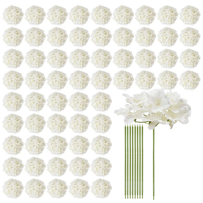 VEVOR Artificial Flowers, 105 pcs Real Looking White Silk Fake Hydrangea Bulk, White Faux Bridal Shower with Stems for DIY Wedding Bouquets, Home Centerpieces Arrangements, Party Tables Decorations - Mekamart Australia