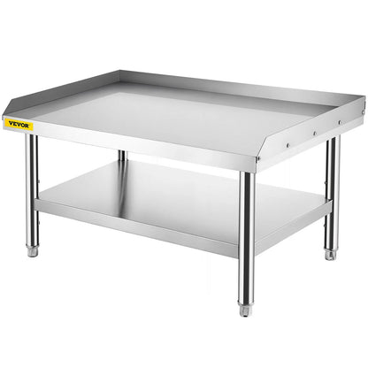 VEVOR Stainless Steel Equipment Grill Stand, 122 x 76 x 61cm Stainless Table, Grill Stand Table with Adjustable Storage Undershelf, Equipment Stand Grill Table for Hotel, Home, Restaurant Kitchen - Mekamart Australia