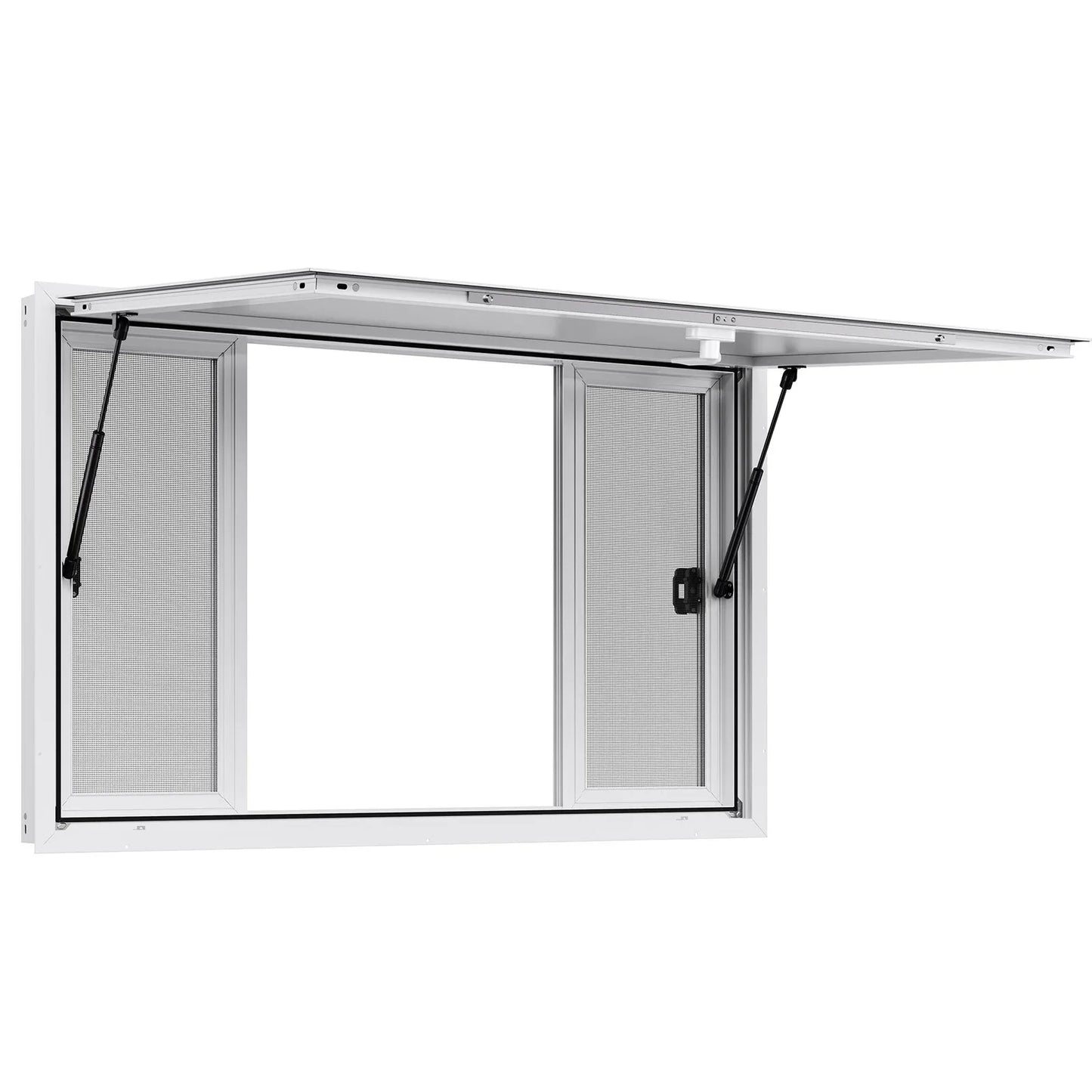 VEVOR Concession Window 1346x838 mm, Aluminum Alloy Service Window for Food Truck, Up to 85 Degrees Stand Serving Window with 4 Sliding Windows, Awning Door, and Drag Hook, for Concession Trailers - Mekamart Australia