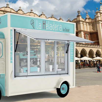 VEVOR Concession Window, 91.4 x 91.4 cm Aluminum Alloy Food Truck Service Window with 4 Horizontal Sliding Screen Windows & Awning Door & Drag Hook, Serving Window for Food Trucks Concession Trailers - Mekamart Australia