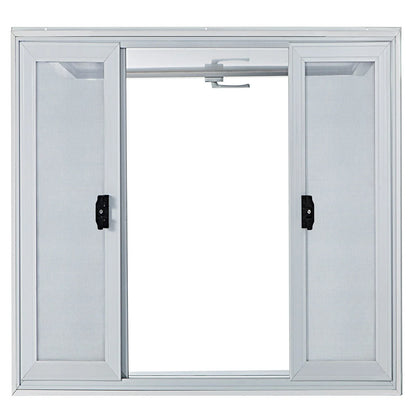 VEVOR Concession Window, 91.4 x 91.4 cm Aluminum Alloy Food Truck Service Window with 4 Horizontal Sliding Screen Windows & Awning Door & Drag Hook, Serving Window for Food Trucks Concession Trailers - Mekamart Australia