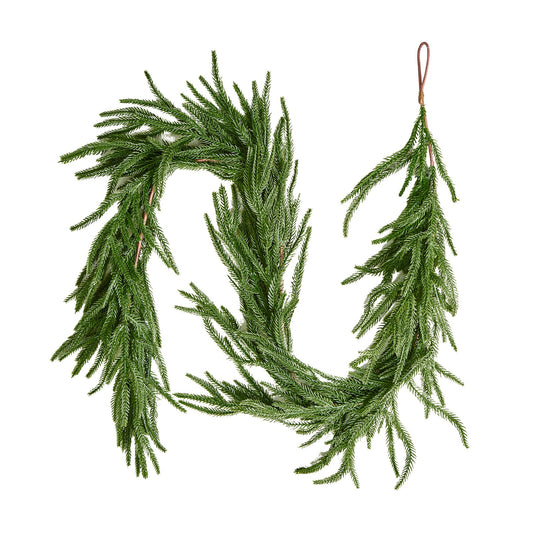 Christmas Garland, 1524 mm Realistic Norfolk Pine Garland, Evergreen Real Touch Artificial Faux Greenery Garlands, for Holiday Indoor Outdoor Xmas Decoration on Table, Mantel, and Fireplace