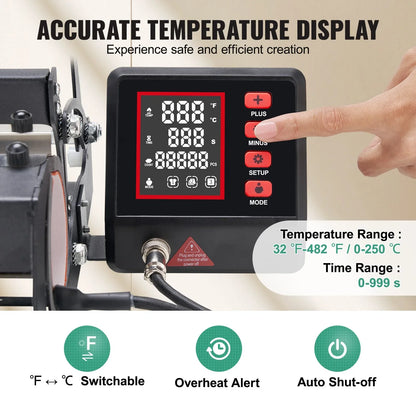 VEVOR Tumbler Heat Press Machine 11-30oz Mug Press Sublimation Tumblers Black - Mekamart Australia