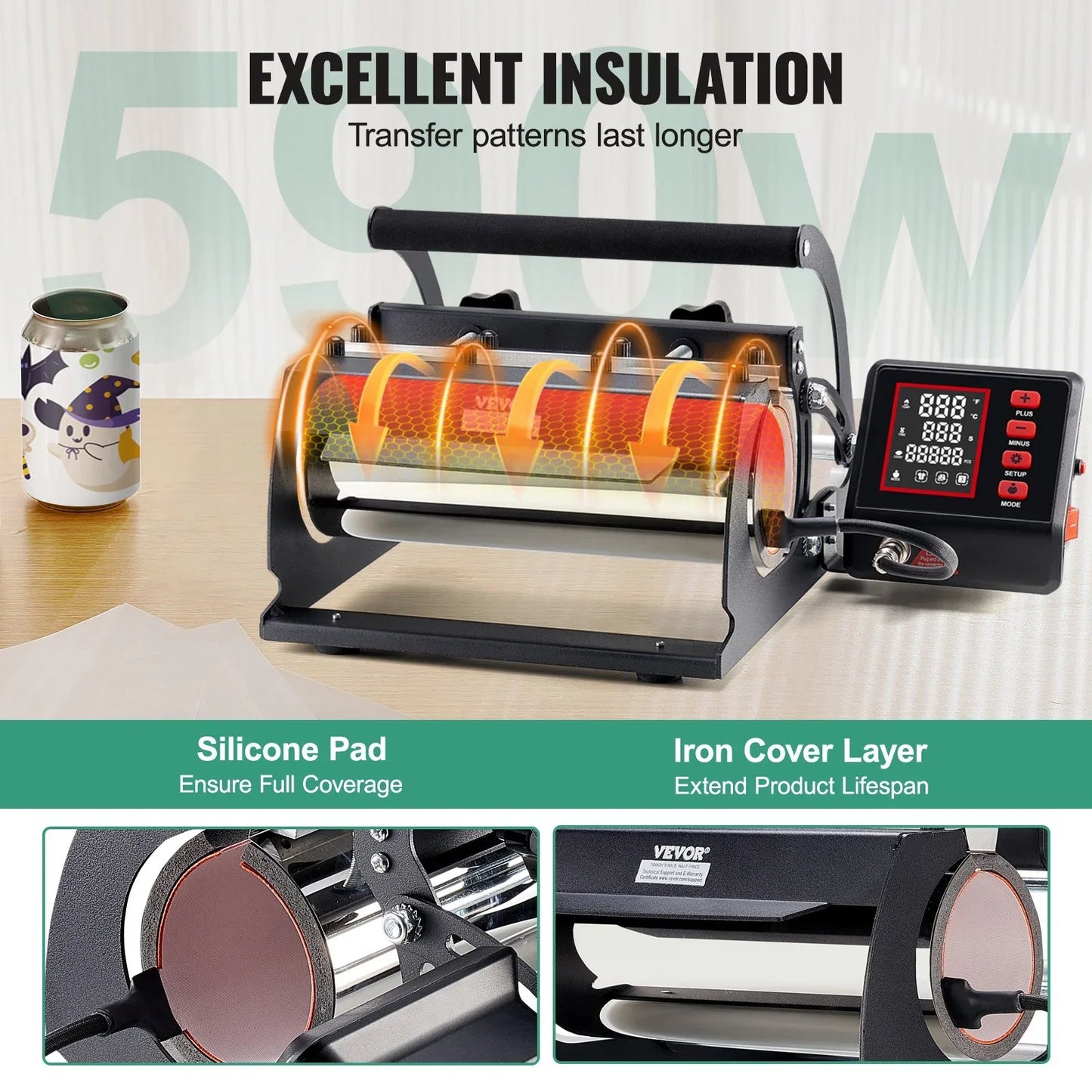 VEVOR Tumbler Heat Press Machine 11-30oz Mug Press Sublimation Tumblers Black - Mekamart Australia