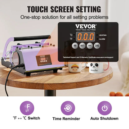 VEVOR Tumbler Heat Press Machine 11-30oz Mug Press Sublimation Tumblers Purple - Mekamart Australia