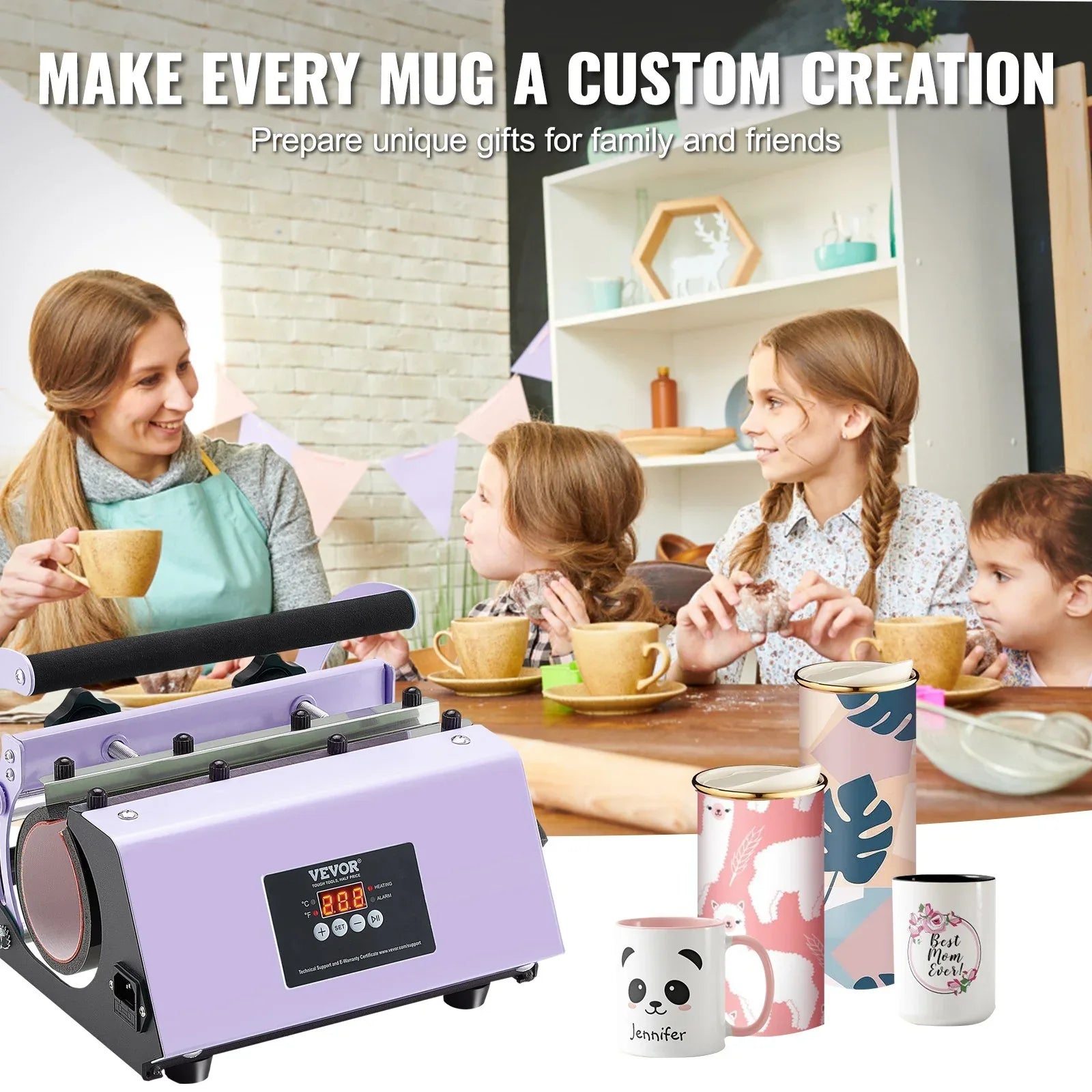 VEVOR Tumbler Heat Press Machine 11-30oz Mug Press Sublimation Tumblers Purple - Mekamart Australia
