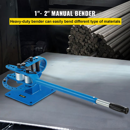 YP-9 Manual Bender, Soild Round Square Bar Metal Bender with 7 Bending Dies, Metal Rod Bar Bender Bending Tool for Construction Site Auto Repair