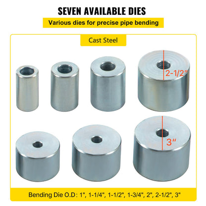 YP-9 Manual Bender, Soild Round Square Bar Metal Bender with 7 Bending Dies, Metal Rod Bar Bender Bending Tool for Construction Site Auto Repair
