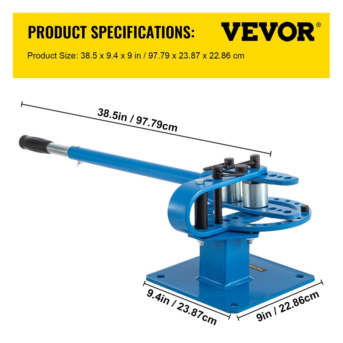 YP-9 Manual Bender, Soild Round Square Bar Metal Bender with 7 Bending Dies, Metal Rod Bar Bender Bending Tool for Construction Site Auto Repair