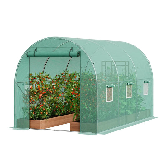 VEVOR Walk-in Tunnel Greenhouse 9.58x6.43x6.23ft Galvanized Frame PE Cover Green - Mekamart Australia