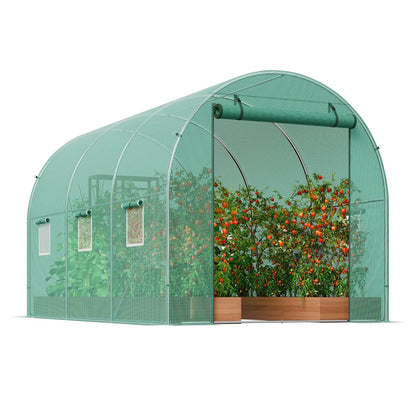VEVOR Walk-in Tunnel Greenhouse 9.58x6.43x6.23ft Galvanized Frame PE Cover Green - Mekamart Australia