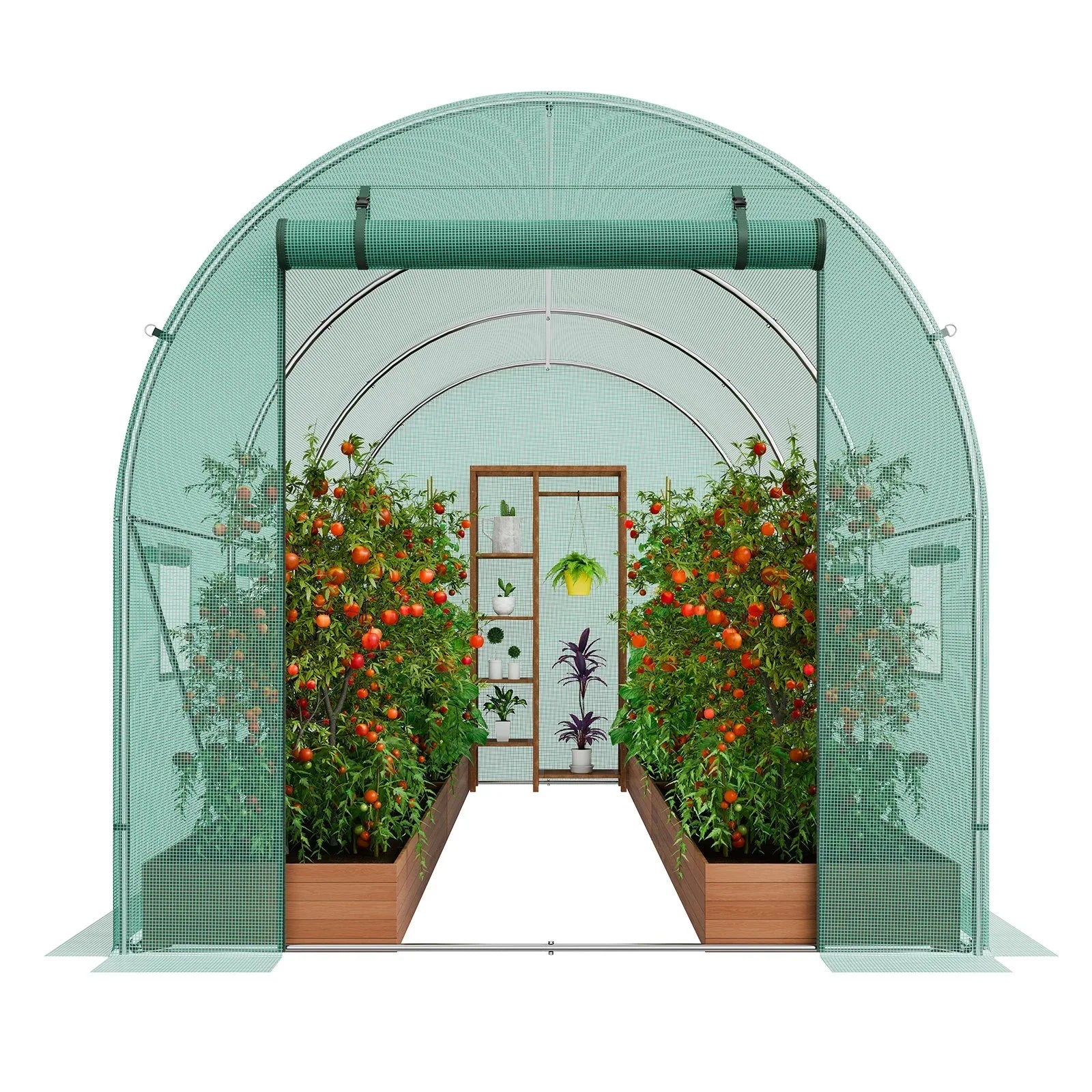 VEVOR Walk-in Tunnel Greenhouse 9.58x6.43x6.23ft Galvanized Frame PE Cover Green - Mekamart Australia