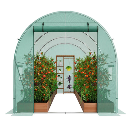 VEVOR Walk-in Tunnel Greenhouse 9.58x6.43x6.23ft Galvanized Frame PE Cover Green - Mekamart Australia