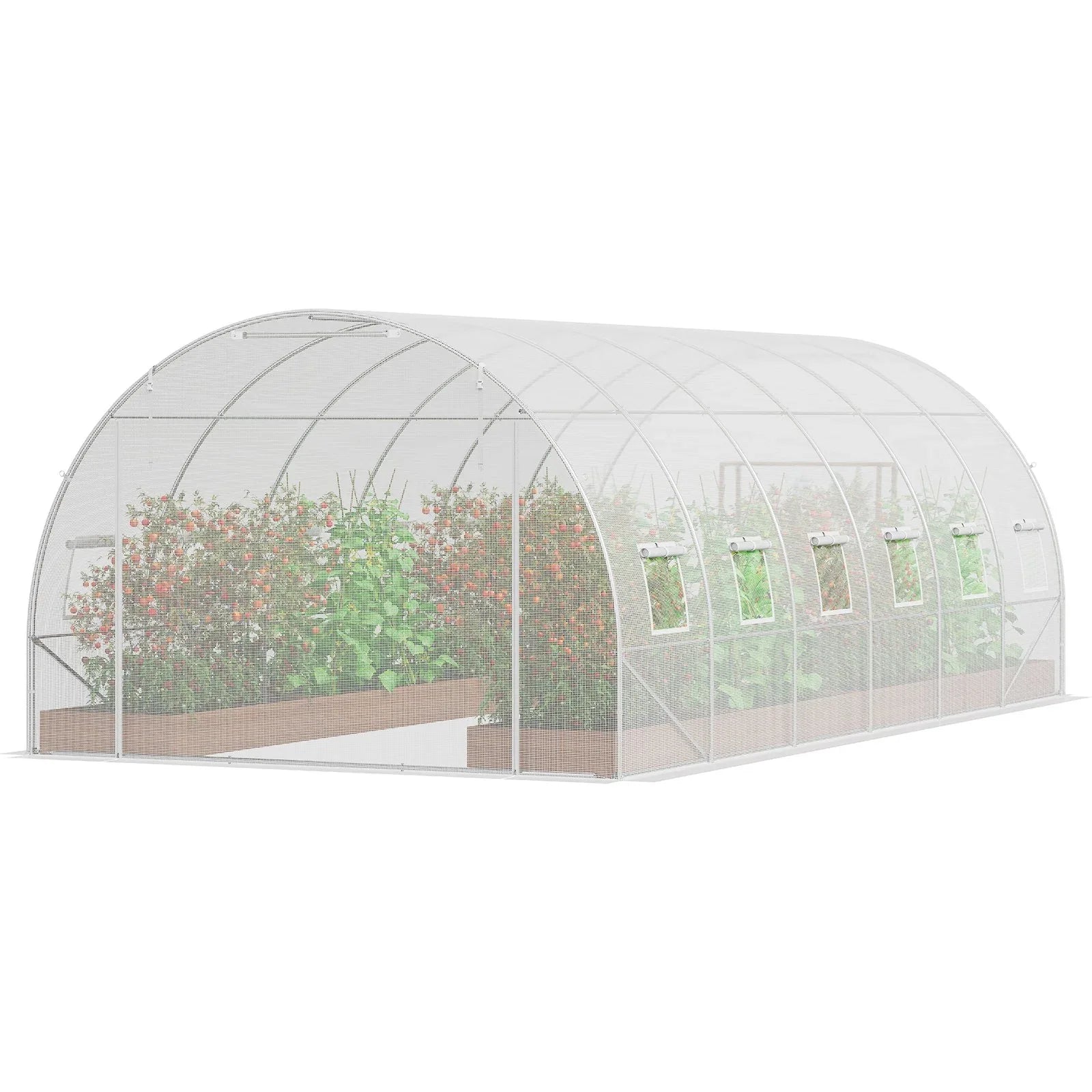 VEVOR Walk-in Tunnel Greenhouse, 19.4x9.7x6.5 ft Hoop House Greenhouse Tunnel, Plant Hot House with Galvanized Steel Frame, White PE Cover, Roll-up Zipper Door and 12 Windows for Outdoor - Mekamart Australia