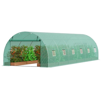 VEVOR Walk-in Tunnel Greenhouse 29.2x9.7x6.5ft Galvanized Frame PE Cover Green - Mekamart Australia