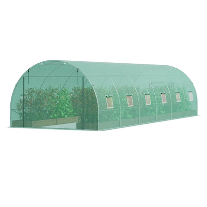 VEVOR Walk-in Tunnel Greenhouse 29.2x9.7x6.5ft Galvanized Frame PE Cover Green - Mekamart Australia