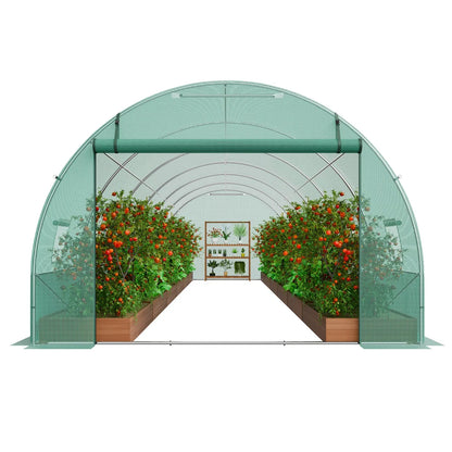 VEVOR Walk-in Tunnel Greenhouse 29.2x9.7x6.5ft Galvanized Frame PE Cover Green - Mekamart Australia