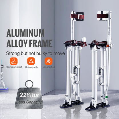 Drywall Stilts, 24''-40'' Adjustable Aluminum Tool Stilts with Protective Knee Pads, Durable and Non-Slip Work Stilts for Sheetrock Painting, Walking, Taping, Silver