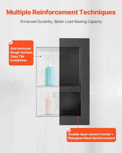 VEVOR Shower Niche 40.6 x 50.8 x 10.2 cm Recessed Wall Divider Shelf Bathroom - Mekamart Australia