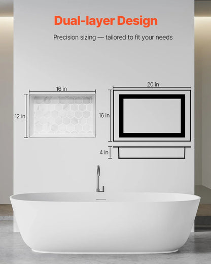 VEVOR Shower Niche 40.6 x 50.8 x 10.2 cm Recessed Wall Divider Shelf Bathroom - Mekamart Australia