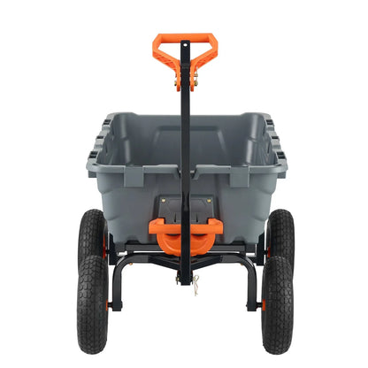 VEVOR Dump Cart, Poly Garden Dump Cart with Easy to Assemble Steel Frame, Dump Wagon with 2-in-1 Convertible Handle, Utility Wheelbarrow 544kg/ 1200lbs Capacity, 33cm/ 13 inch Tires - Mekamart Australia