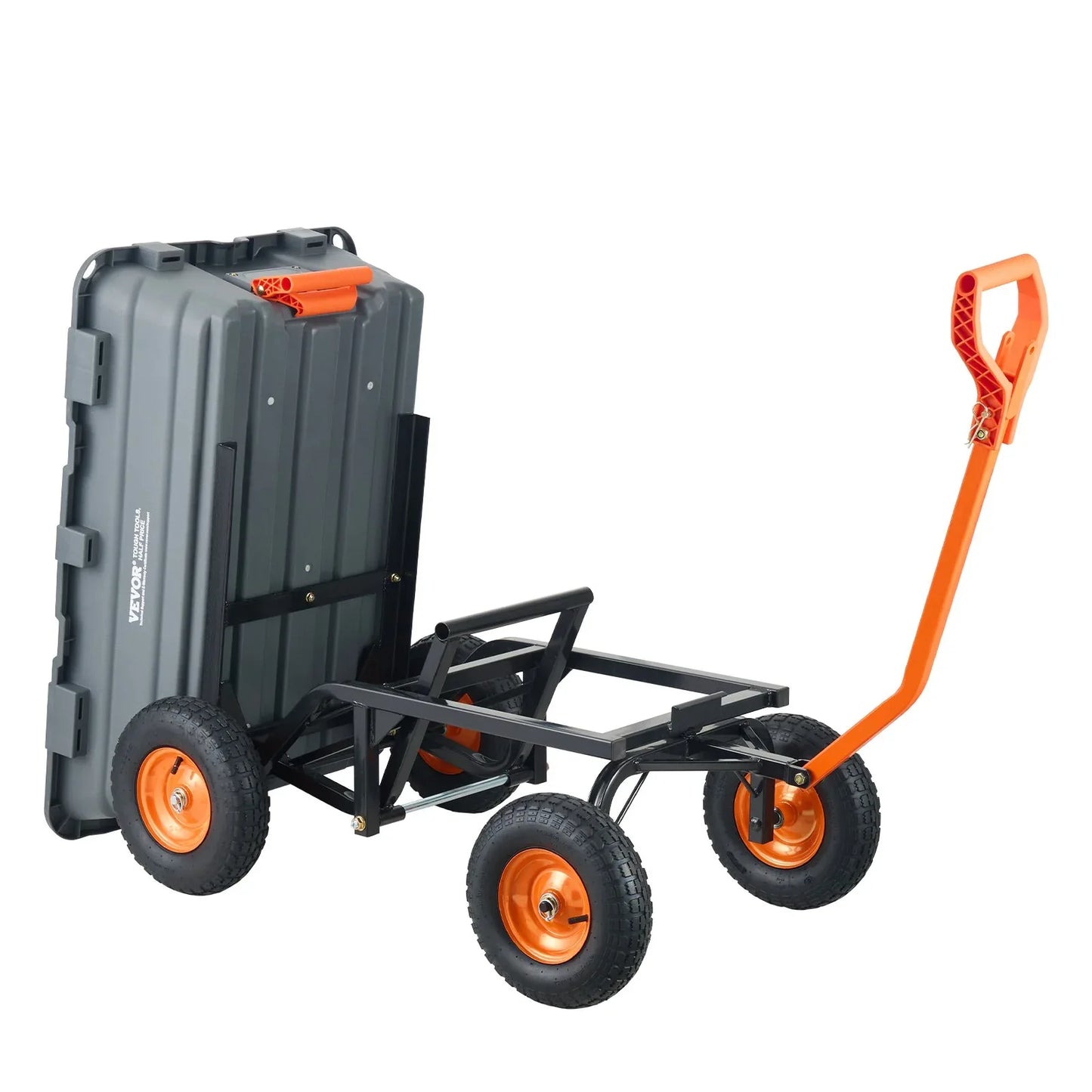 VEVOR Dump Cart, Poly Garden Dump Cart with Easy to Assemble Steel Frame, Dump Wagon with 2-in-1 Convertible Handle, Utility Wheelbarrow 1500 lbs Capacity, 13 inch Tires - Mekamart Australia