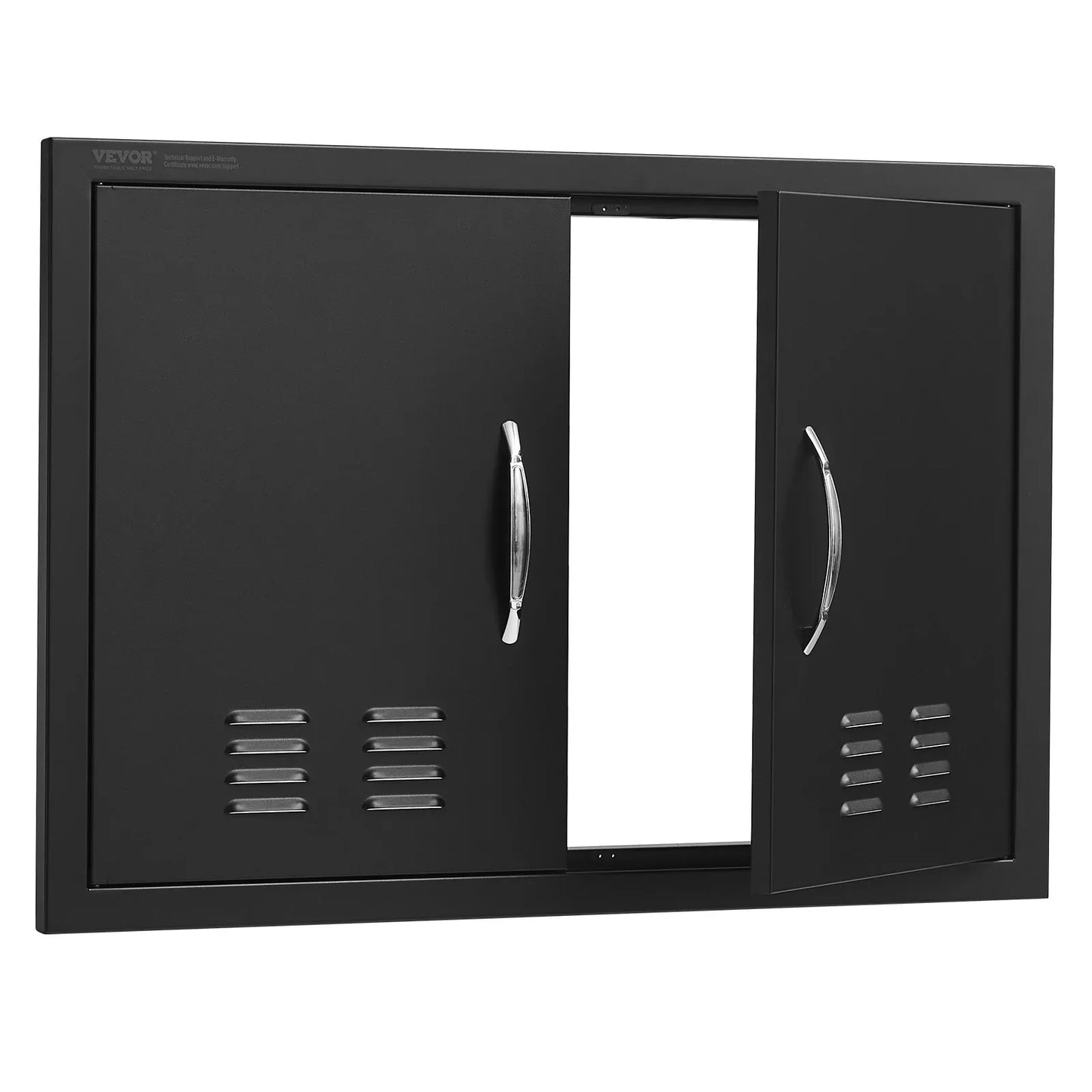 VEVOR BBQ Access Door,762 x533 mm Double Outdoor Kitchen Door, Cold Plate Flush Mount Door, Wall Vertical Door with Handles and Ventss, for BBQ Island, Grilling Station, Outside Cabinet - Mekamart Australia