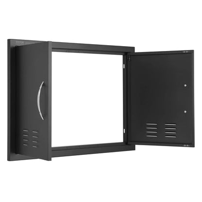 VEVOR BBQ Access Door,762 x533 mm Double Outdoor Kitchen Door, Cold Plate Flush Mount Door, Wall Vertical Door with Handles and Ventss, for BBQ Island, Grilling Station, Outside Cabinet - Mekamart Australia