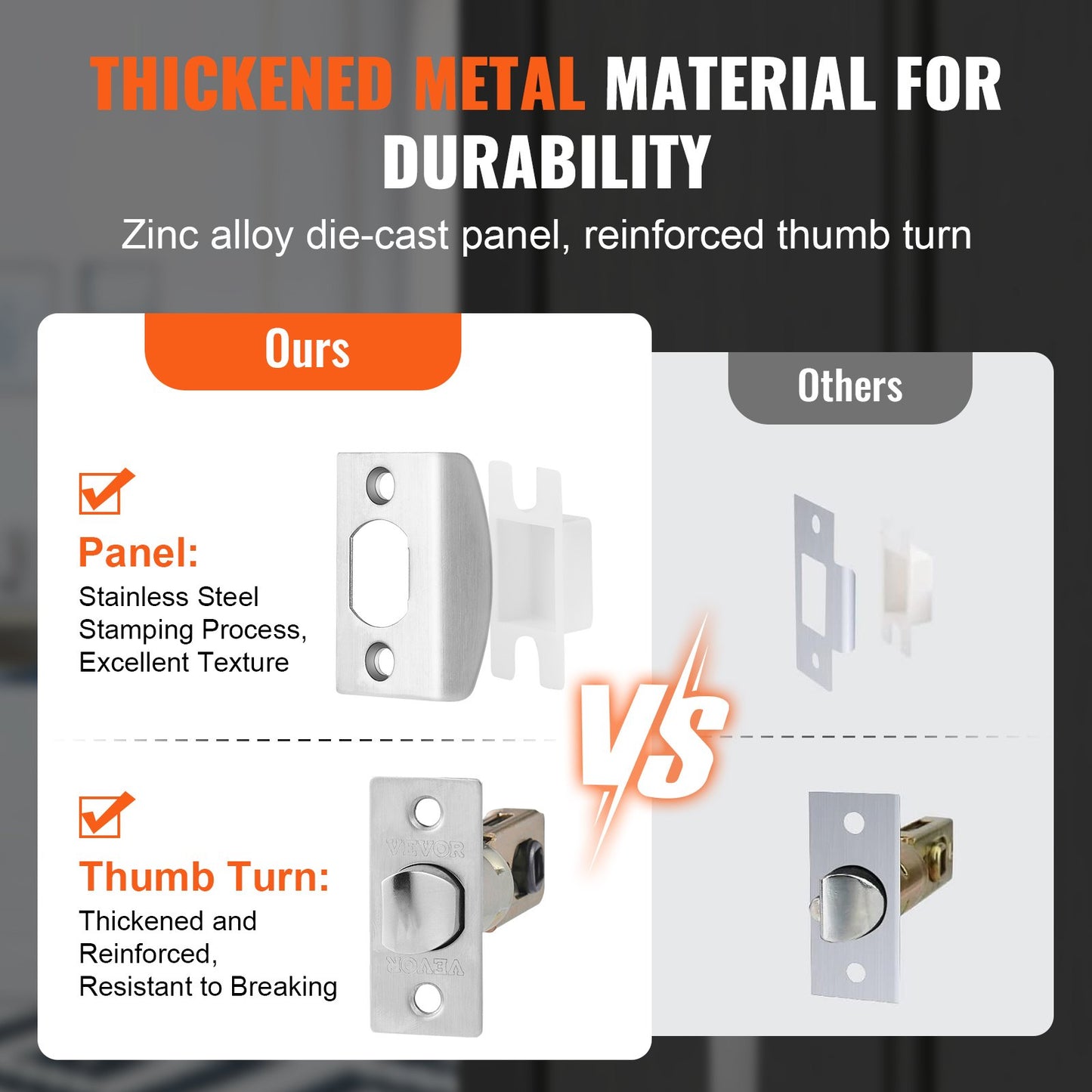 Double Door Handle Set, Satin Nickel Square Door Lever, Heavy Duty Double Front Door Handle Set with Dummy, Double Door Lock Set with Reversible Handle Lever, for Front Door or Office Door
