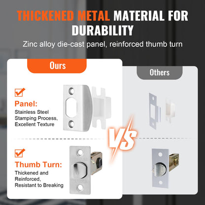 Double Door Handle Set, Satin Nickel Square Door Lever, Heavy Duty Double Front Door Handle Set with Dummy, Double Door Lock Set with Reversible Handle Lever, for Front Door or Office Door