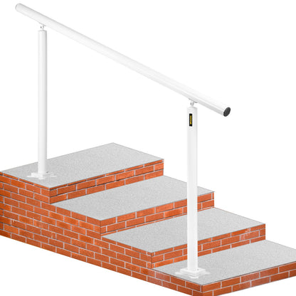 Outdoor Stair Railing Kit, 5 FT Handrails 0-5 Steps, Adjustable Angle White Aluminum Stair Hand Rail for The Elderly, Handrails for Outdoor Steps