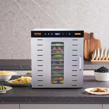 VEVOR 10 Trays Food Dehydrator Machine Stainless Steel 1000W Jerky Fruit Drying - Mekamart Australia