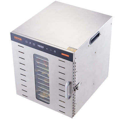 VEVOR 10 Trays Food Dehydrator Machine Stainless Steel 1000W Jerky Fruit Drying - Mekamart Australia