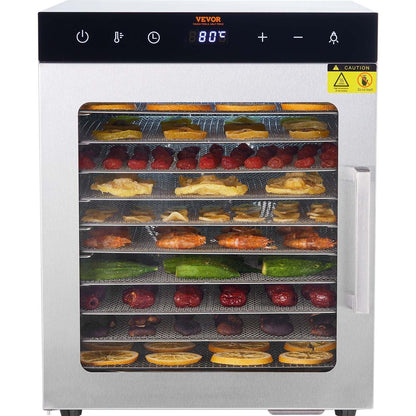 VEVOR 10 Trays Food Dehydrator Machine Stainless Steel 800W Jerky Fruit Drying - Mekamart Australia