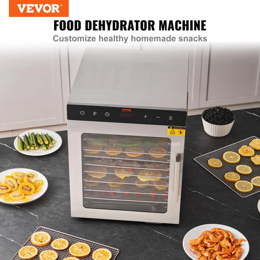 VEVOR 10 Trays Food Dehydrator Machine Stainless Steel 800W Jerky Fruit Drying - Mekamart Australia