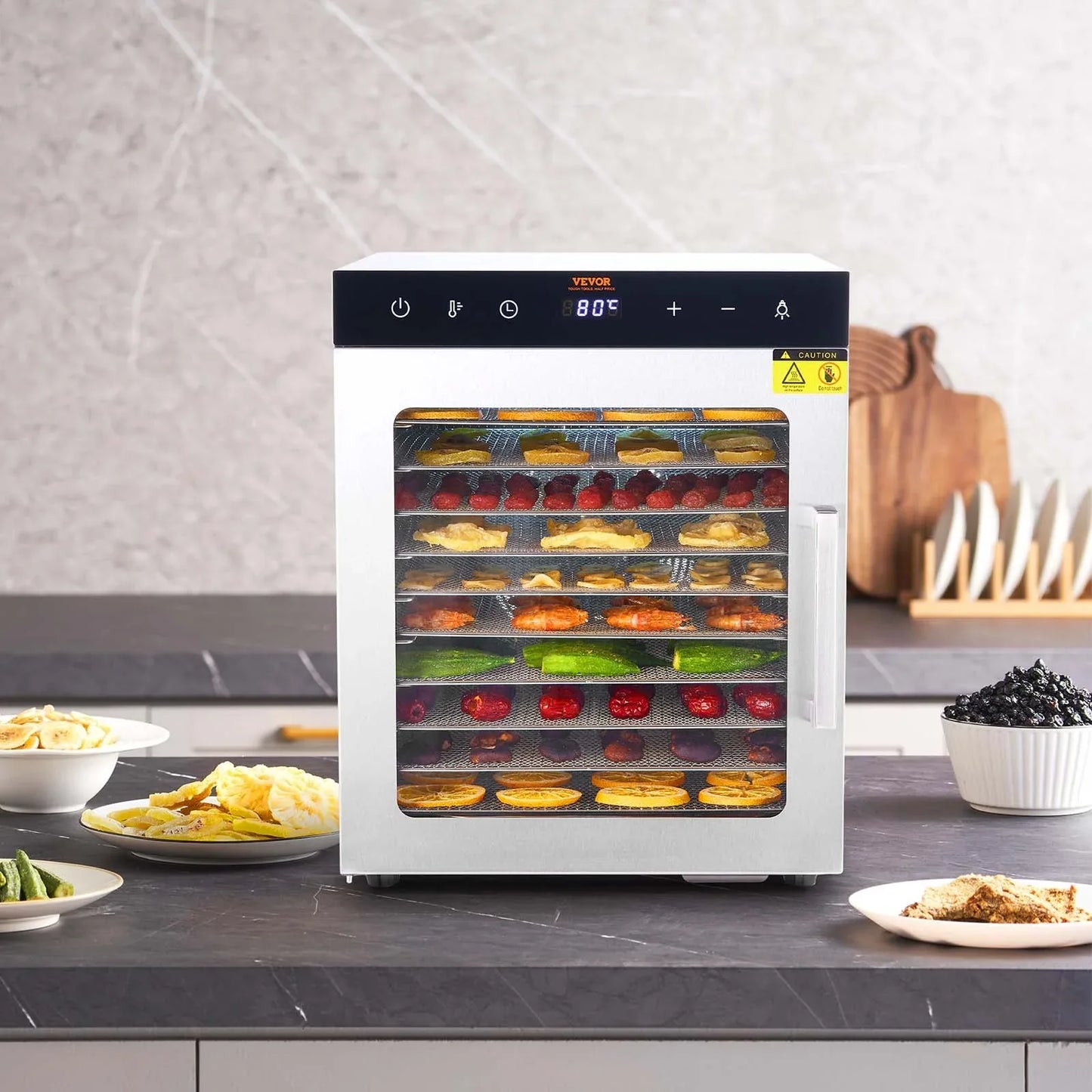 VEVOR 10 Trays Food Dehydrator Machine Stainless Steel 800W Jerky Fruit Drying - Mekamart Australia