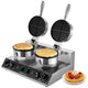 VEVOR Commercial Waffle Maker, Dual-Head Round Waffle Baker Machine, 2460W Non-Stick Stainless Steel Belgian Waffle Iron with Temp and Time Control, Handle, for Restaurant Bakery Snack Bar Family - Mekamart Australia