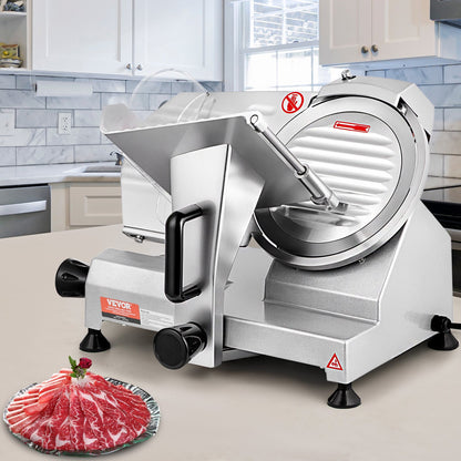 Commercial Meat Slicer, 200W Electric Deli Food Slicer, 350-400RPM Meat Slicer with 8" Carbon Steel Blade, 0 - 0.47 inch Adjustable Thickness Electric Meat Slicer for Home and Commercial Use