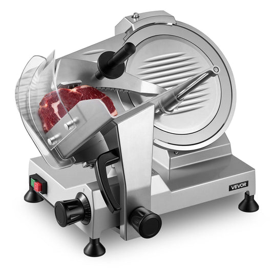 Commercial Meat Slicer, 320W Electric Deli Food Slicer with 300mm Carbon Steel Blade, Built-In Sharpener & 0-15mm Adjustable Thickness for Frozen Meat, Ham, Baguett, Steak